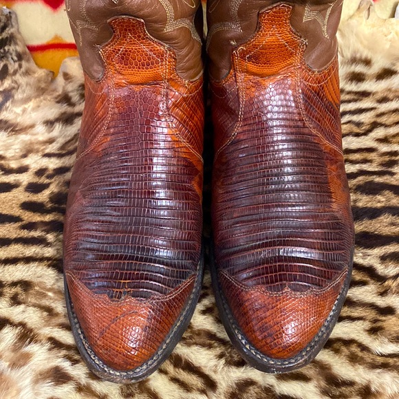 Men’s Vintage J. Chisholm Exotic Lizard Western Cowboy Boots - Picture 4 of 9